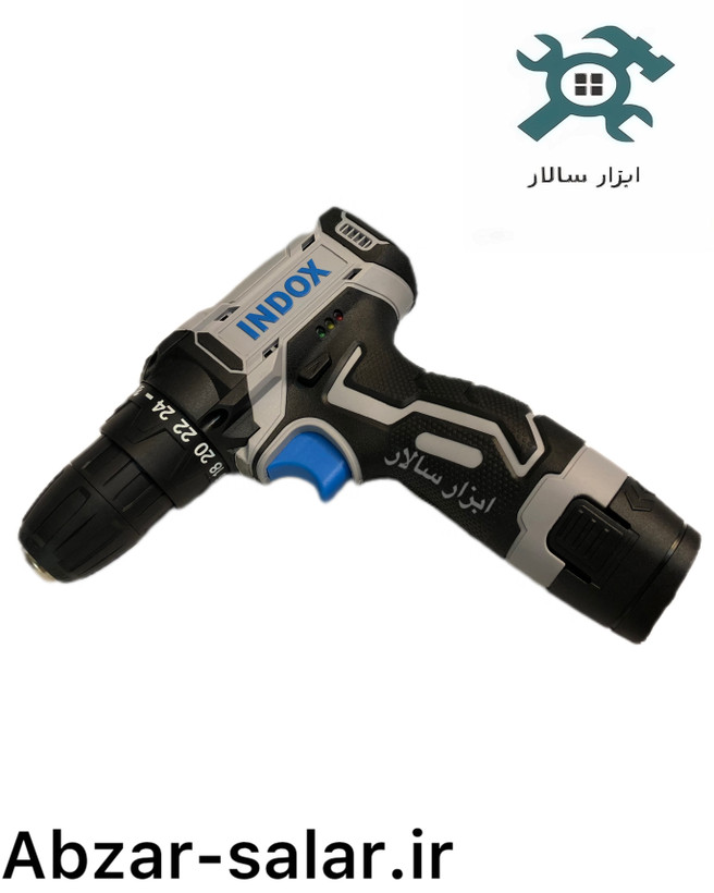 دریل شارژی ۱۲ ولت دو باطری Indox